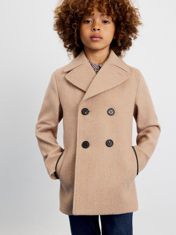 River Island Natural Smart Button Peacoat