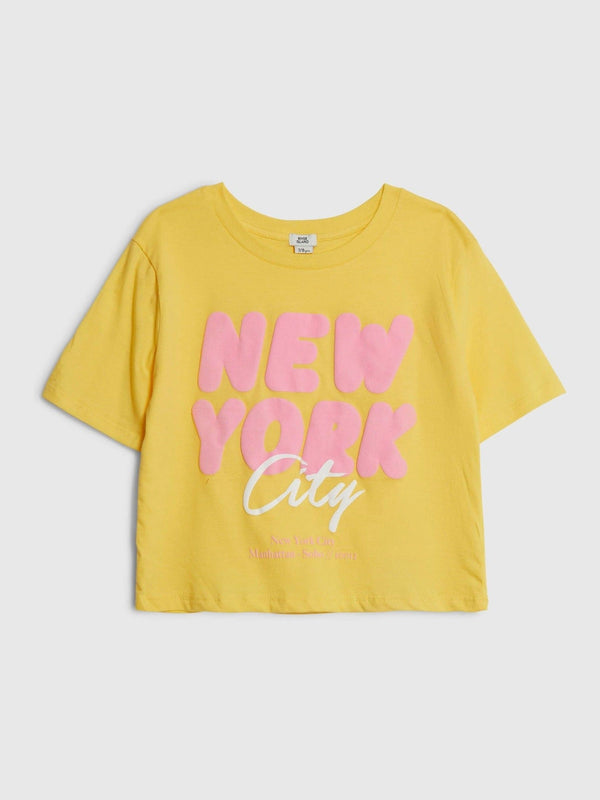 River Island Yellow New York T-Shirt