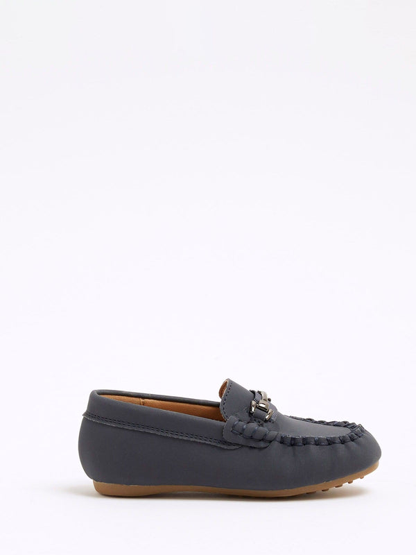 River Island Blue Buckle Chain Loafers