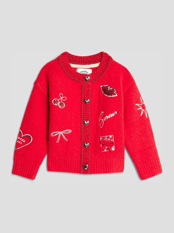 River Island Red Nephthys Doodle Christmas Cardigan