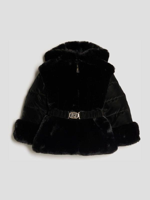 River Island Black Belted Fur Padded Coat
