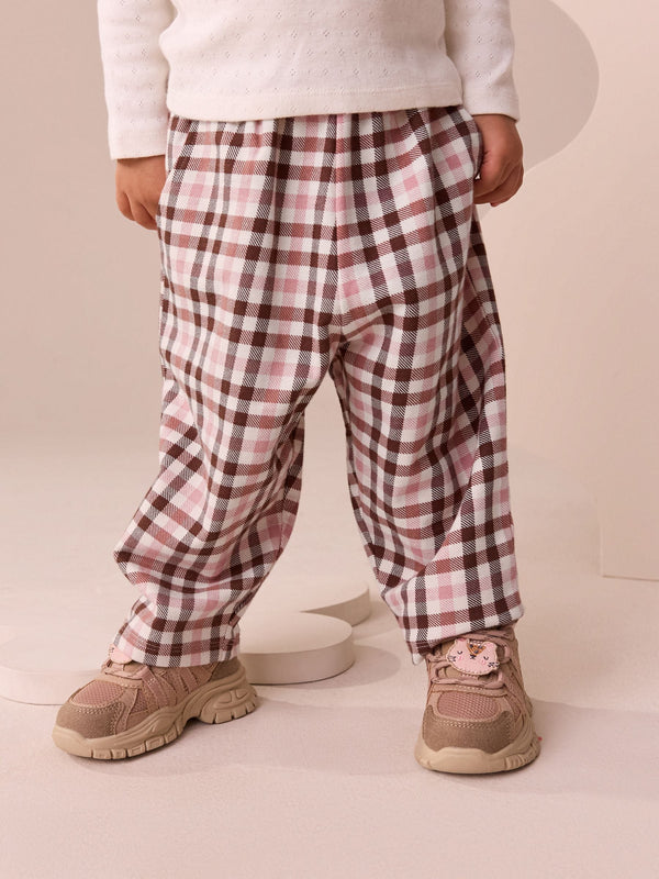 Pink Check Barrel Leg Trousers (3mths-7yrs)