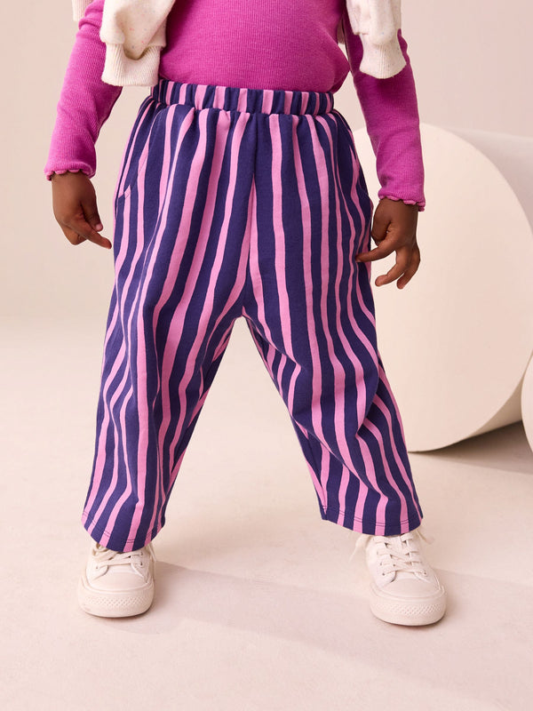 Navy/Pink Stripe Barrel Leg Trousers (3mths-7yrs)