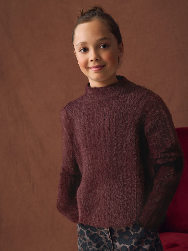 Chocolate Brown Fluffy Jumper (3-16yrs)