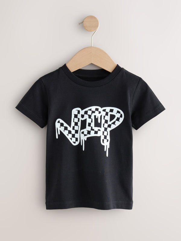 Black VIP 100% Cotton Short Sleeve Graphic Print T-Shirt (3mths-7yrs)