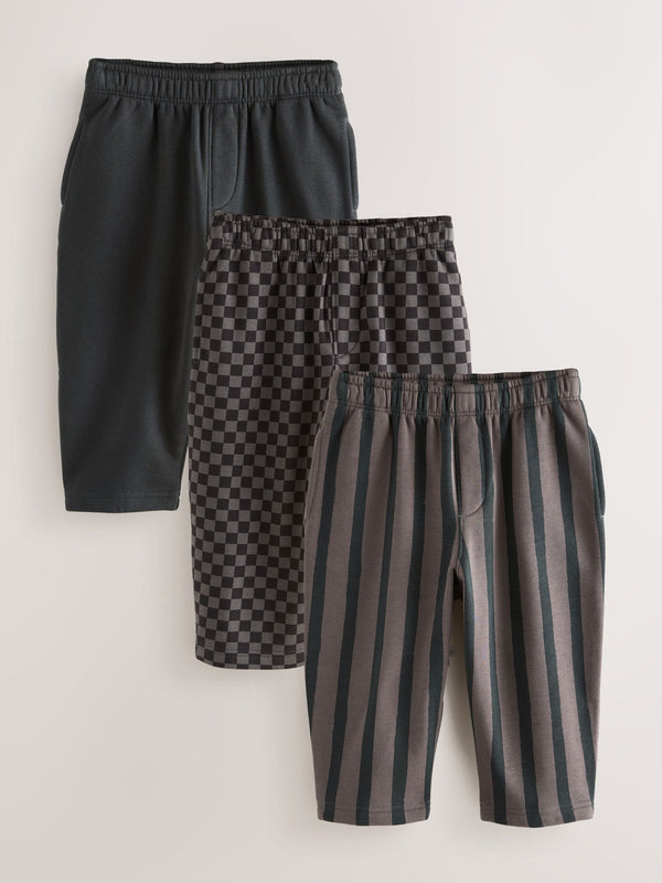 Black/ Charcoal Grey 3 Pack Patterned Jersey Joggers (3mths-7yrs)