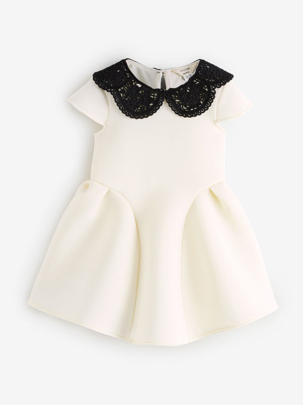 River Island Cream Girls Bow Back Dress