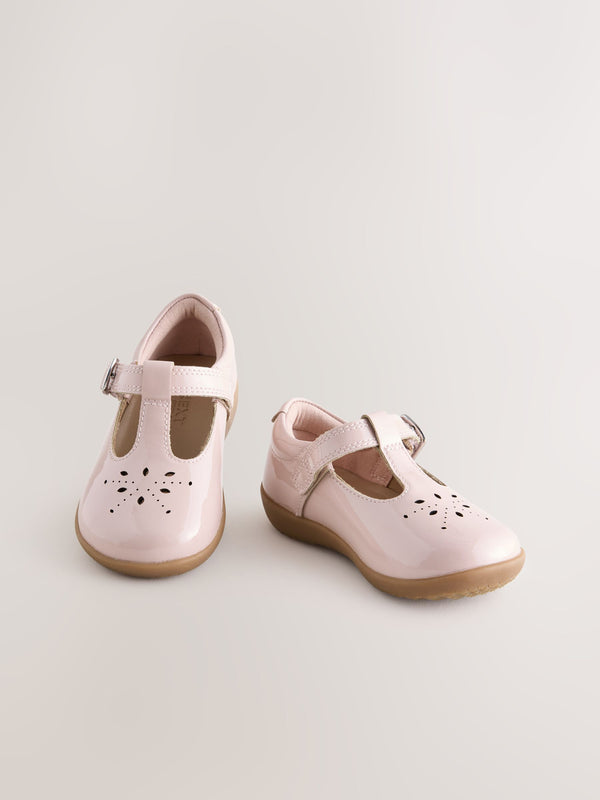Pink Wide Fit (G) First Walker T-Bar Touch Fastening Shoes