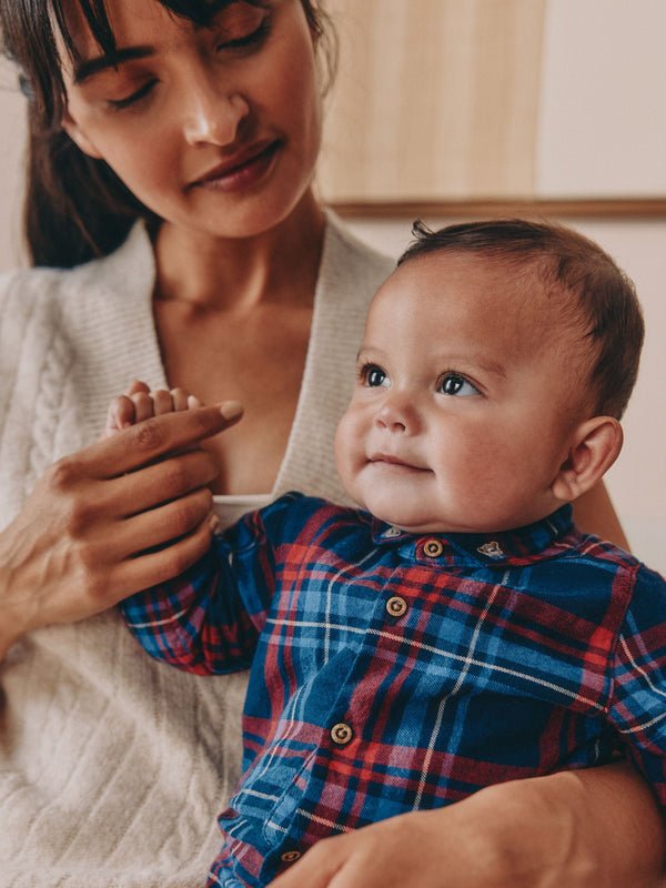 Red/Navy Check Baby Shirt Bodysuit (0mths-2yrs)