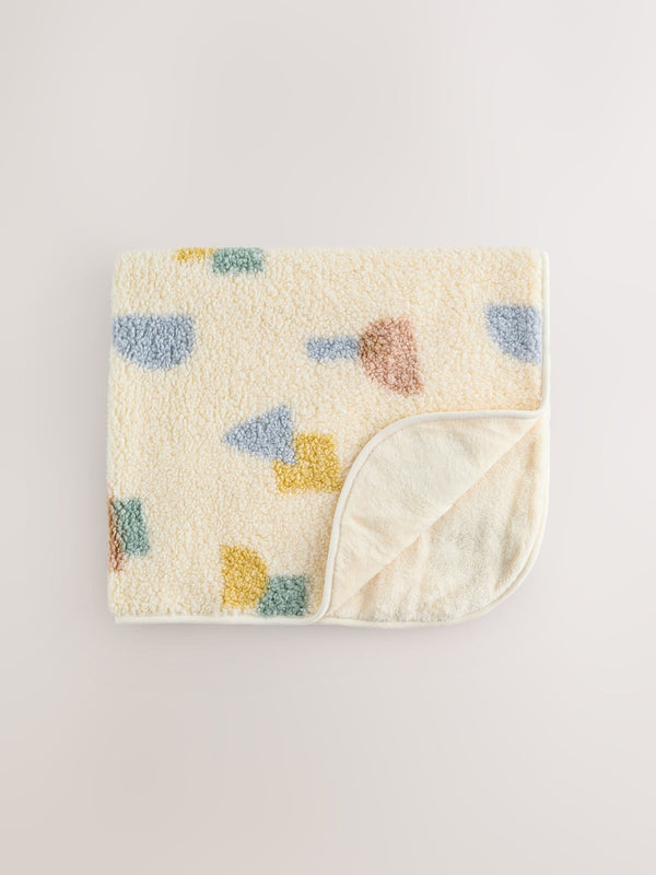 Cream Shapes Baby Fleece Blanket