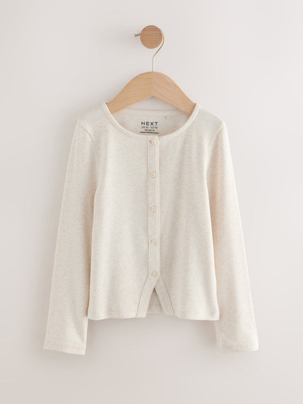 Oatmeal Long Sleeve Ribbed Cardigan (3-16yrs)