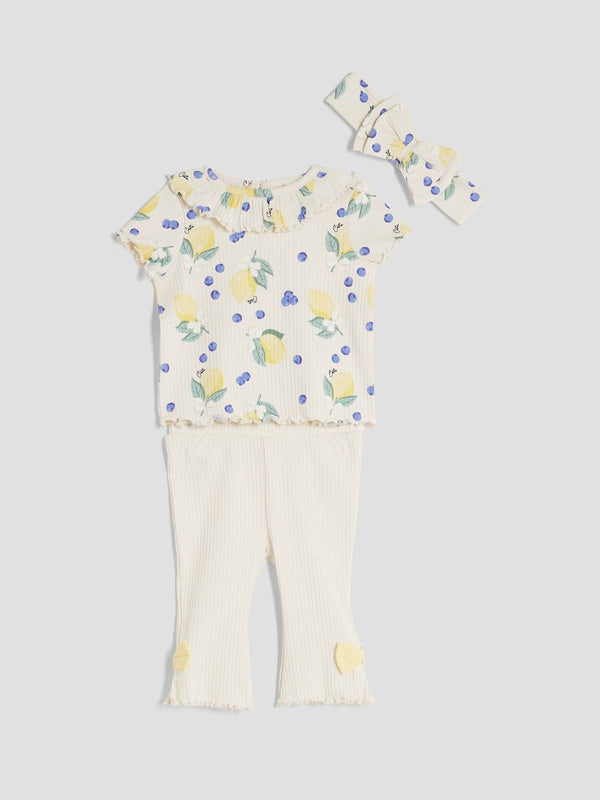 River Island Beige Lemon Top & Kickflare Leggings Set 3 Pack