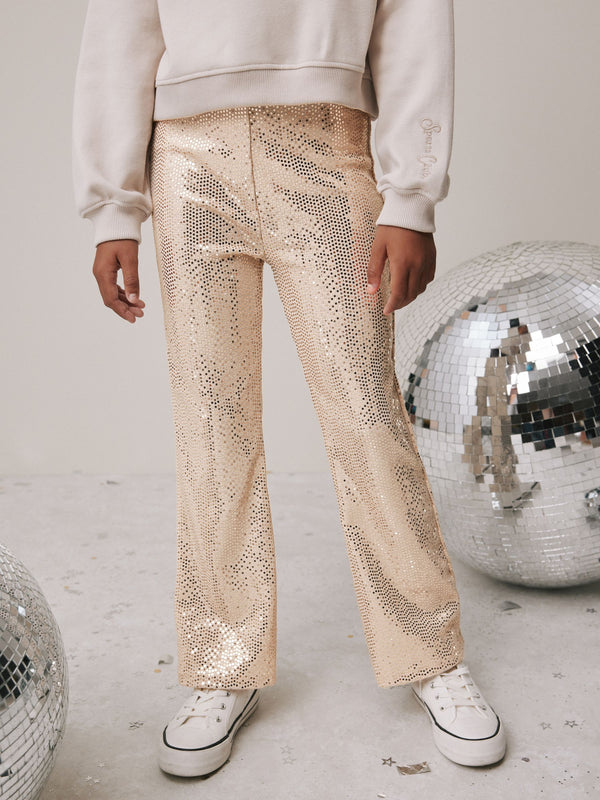 Gold Tone Party Flared Leggings (3-16yrs)