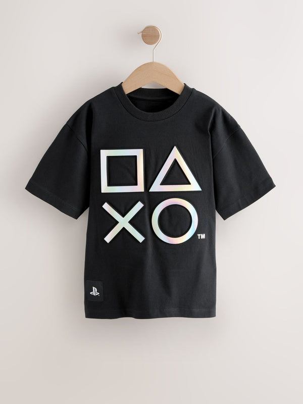 Black 100% Cotton Playstation Short Sleeve T-Shirt (3-16yrs)