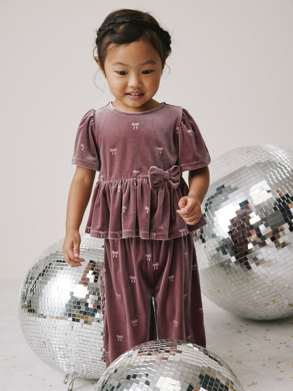 Mink Pink Bow Velvet Co-ord Set (3mths-8yrs)