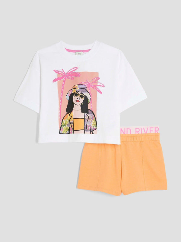River Island Orange 100% Cotton Runner Set