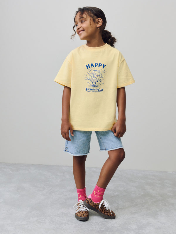 Yellow Pretzel Oversized Graphic Print T-Shirt (3-16yrs)