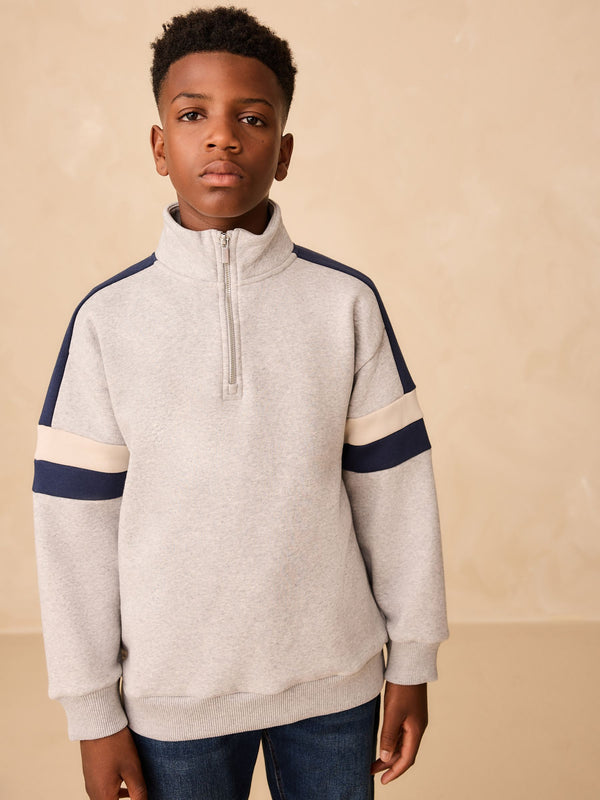 Grey Colourblock Funnel Neck Sweatshirt (3-16yrs)