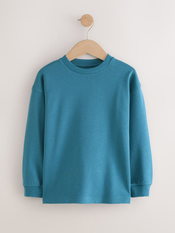 Teal Blue Relaxed Fit Long Sleeve Heavyweight T-Shirt (3-16yrs)