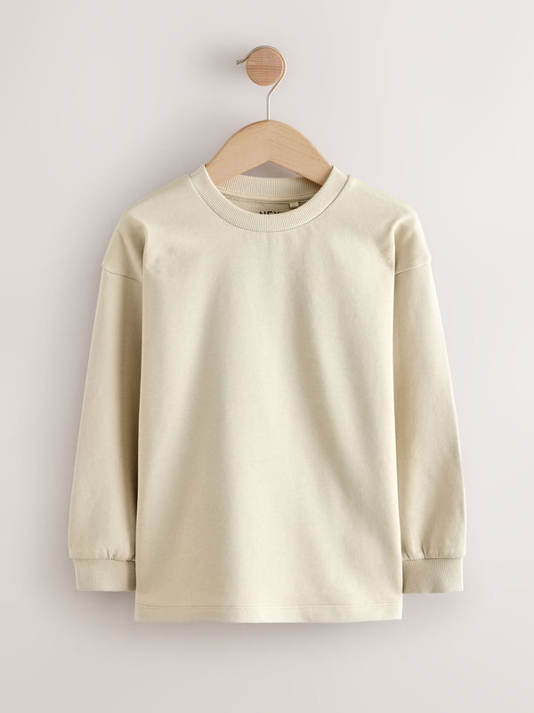 Stone Relaxed Fit Long Sleeve Heavyweight T-Shirt (3-16yrs)