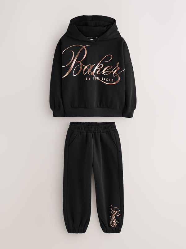 Baker by Ted Baker 2 Piece Oversized Metallic Script Logo Hoodie & Joggers Set