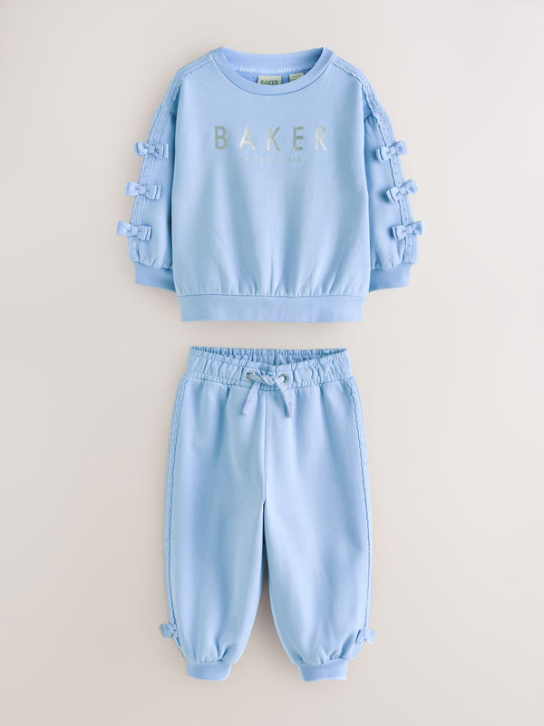 Baker by Ted Baker Blue 2 Piece Side Bow Detail Sweat & Joggers Set