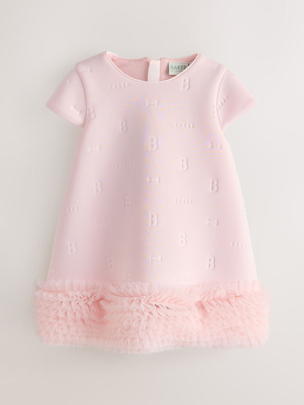 Baker by Ted Baker Pink Mesh Hem A-Line Scuba Dress