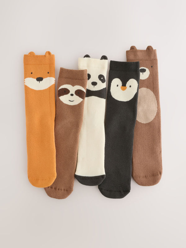 Multi Animals Cosy Terry Cotton Rich Socks 5 Pack