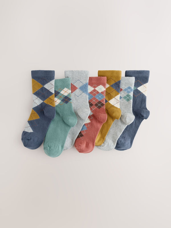 Multi Argyle Cotton Rich Socks 7 Pack