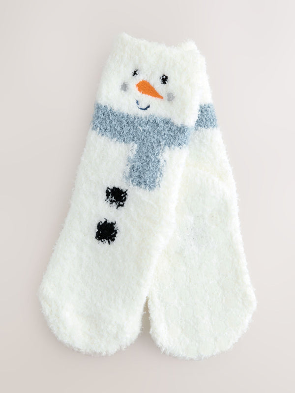 White Snowman Christmas Cosy Socks 1 Pack