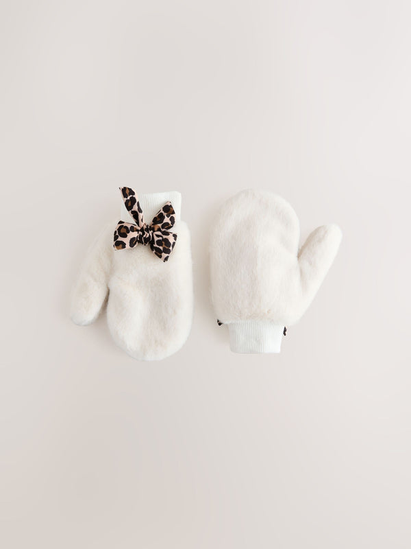 Cream Faux Fur Mittens