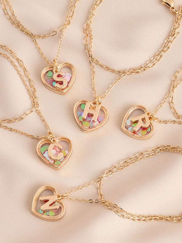 Gold Tone Shaker Heart Initial Bracelet