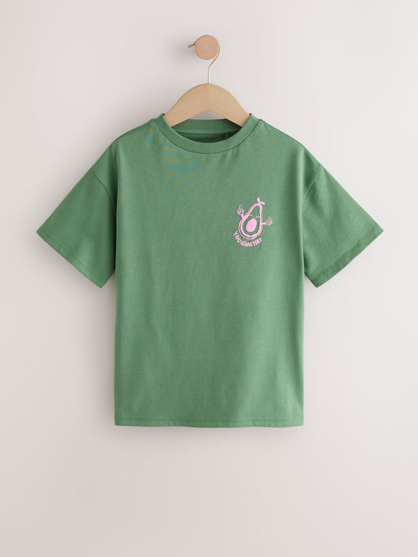 Green Avocado Oversized Graphic Print T-Shirt (3-16yrs)
