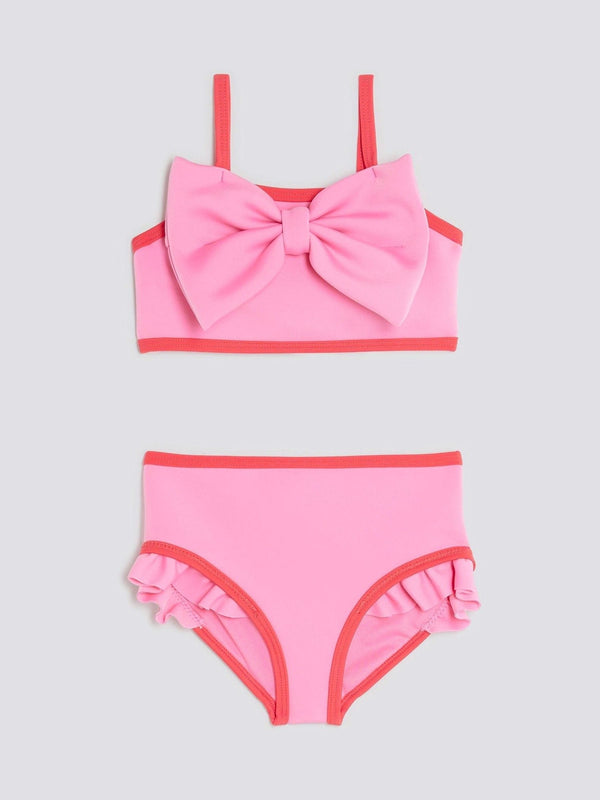 River Island Pink Contrast 3D Bow Bikini