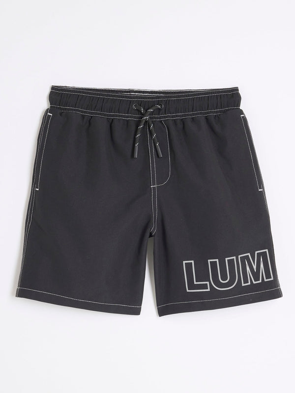 River Island Black Luminis Swim Shorts