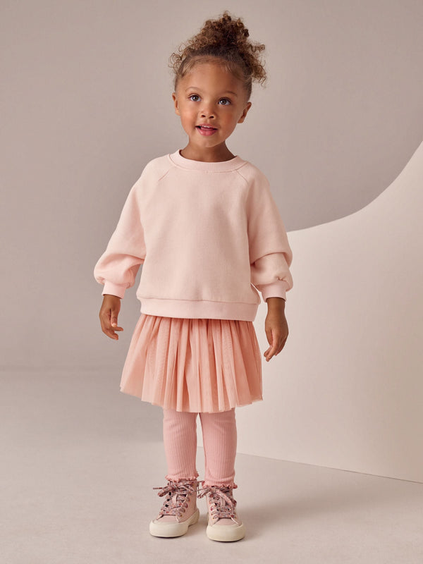 Pink Sweatshirt Skirt and Leggings 2 Piece Set (3mths-7yrs)