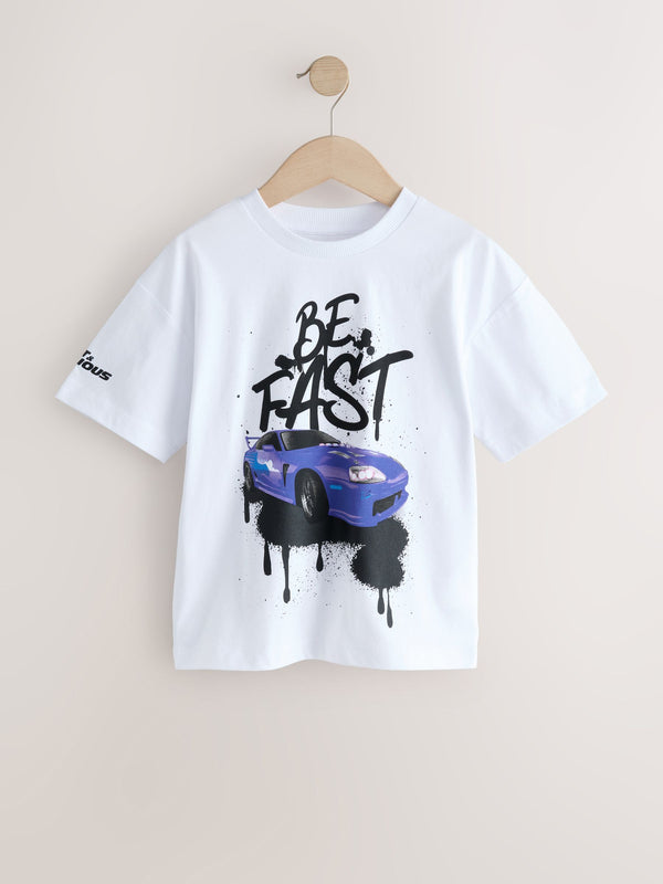 White Fast And Furious Short Sleeve T-Shirt (3-16yrs)