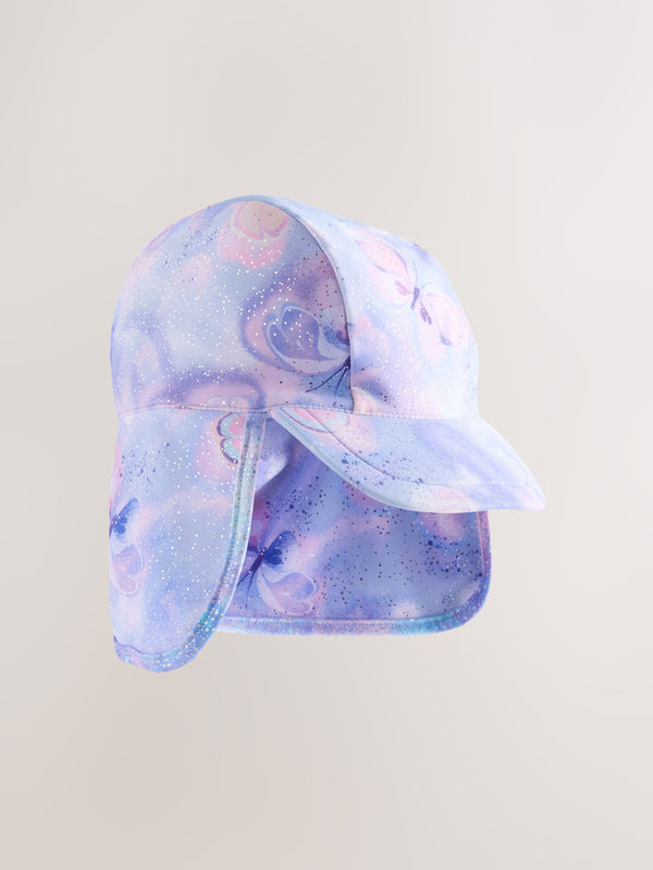 Lilac Purple Foil Butterfly Swim Legionnaire Hat (3mths-10yrs)