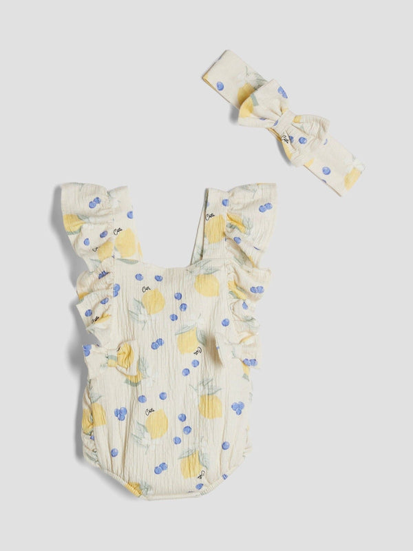 River Island Cream Lemon Occasion Romper
