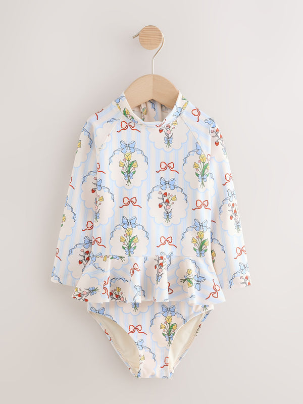 Blue/White Bow Sunsafe Swim Set (3mths-7yrs)