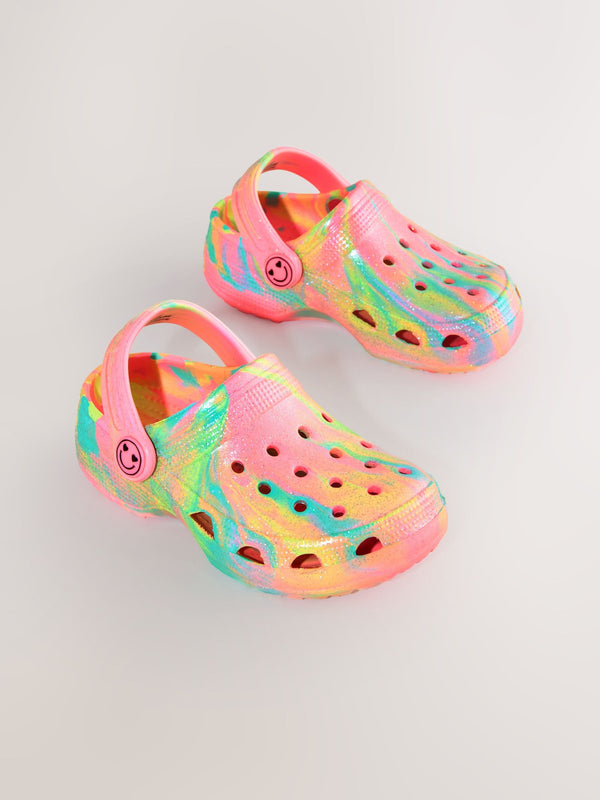 Pink Marble Glitter Clogs