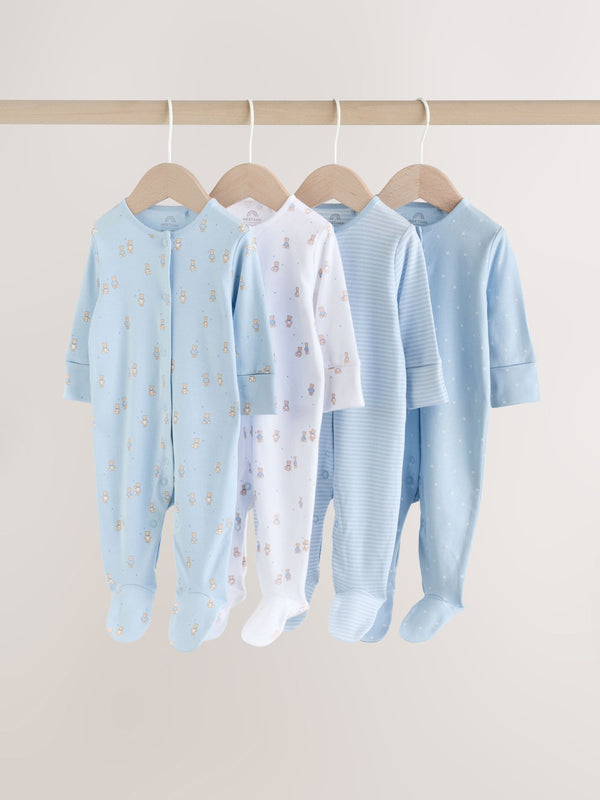 Blue 4 Pack Baby Bear Sleepsuit (0-2yrs)