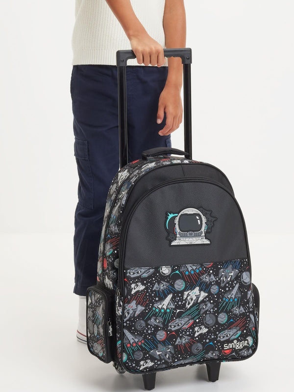 Smiggle Black Eclipse Trolley Backpack With Light Up Wheels