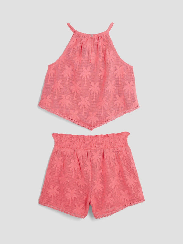 River Island Pink Hanky Hem Shorts Set