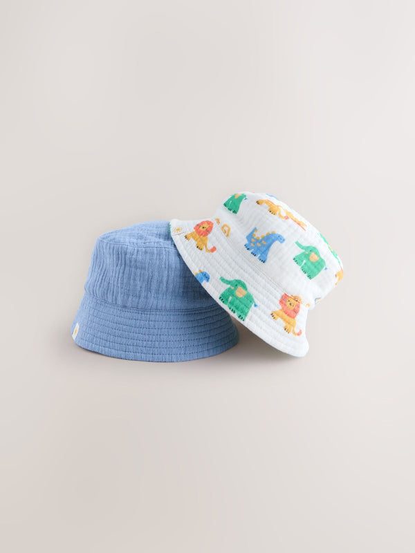 Blue Colbalt Baby Bucket Hats 2 Pack (0mths-2yrs)