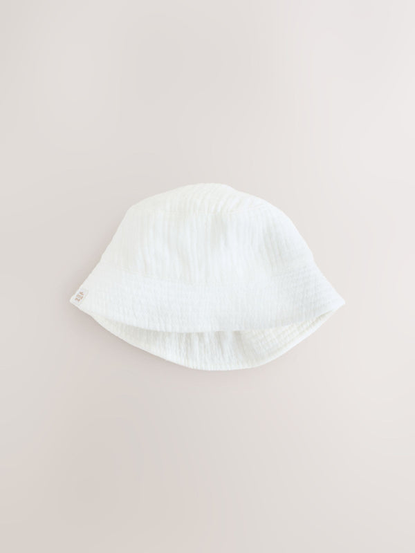 White Crinkle Baby Bucket Hat