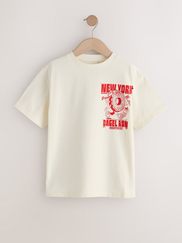 Ecru Bagel Oversized Graphic Print T-Shirt (3-16yrs)