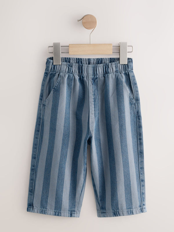 Dark Blue Stripe Pull On Wide Trousers (3mths-7yrs)