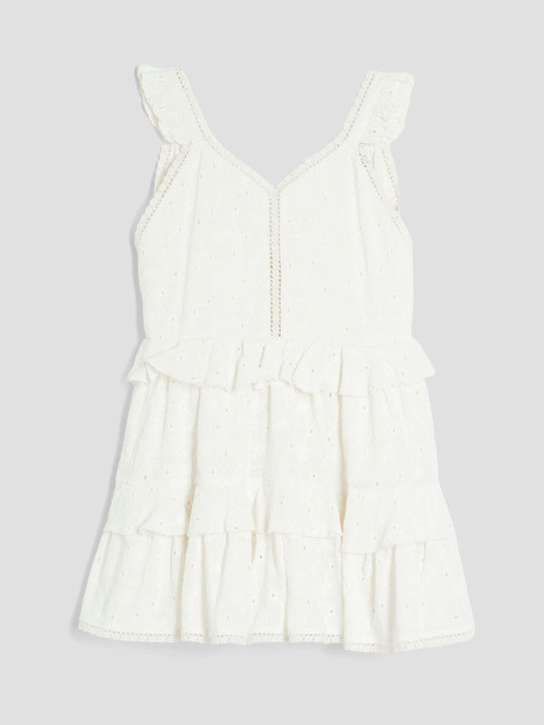 River Island Cream Tiered Broderie Dress