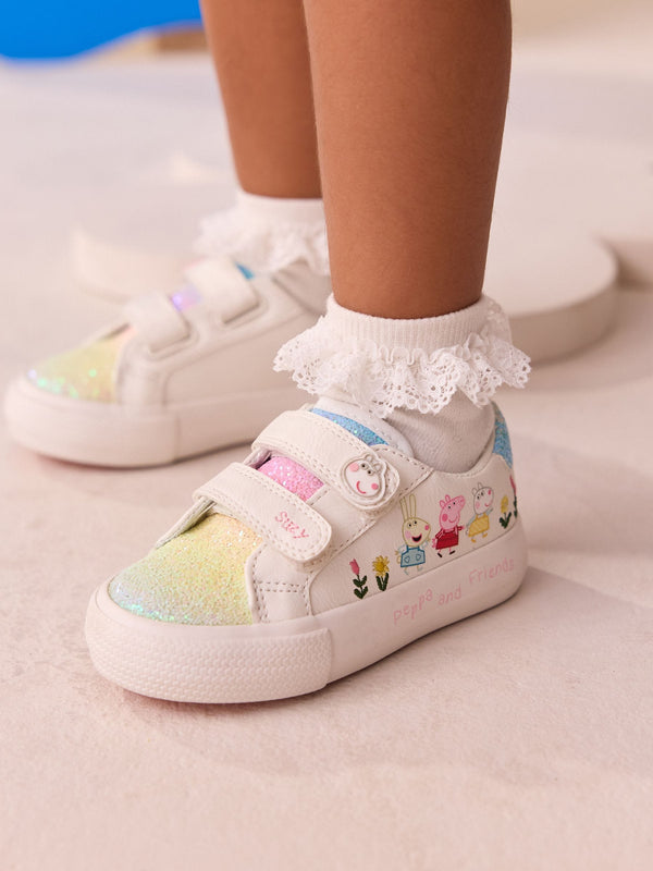White Standard Fit (F) Peppa Pig Chunky Trainers with Touch Fastening